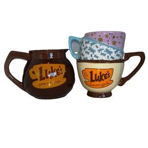 Gilmore Girls Luke's Diner Stacked Dragonfly Inn & Coffee Pot Creamer Mug Set